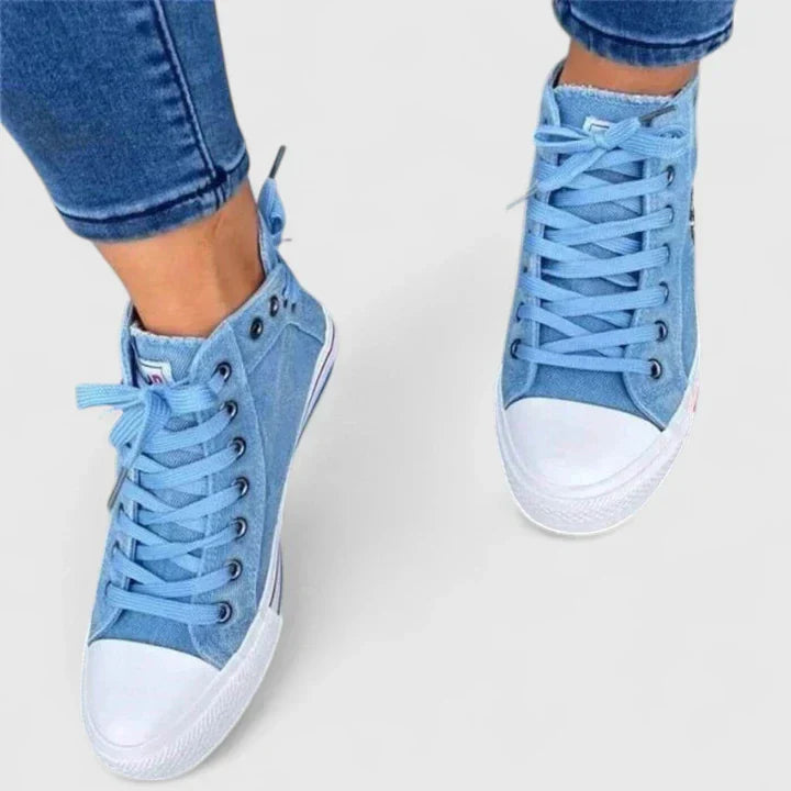 Katie | Womens Denim High Top Sneakers