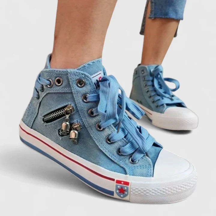 Katie | Womens Denim High Top Sneakers