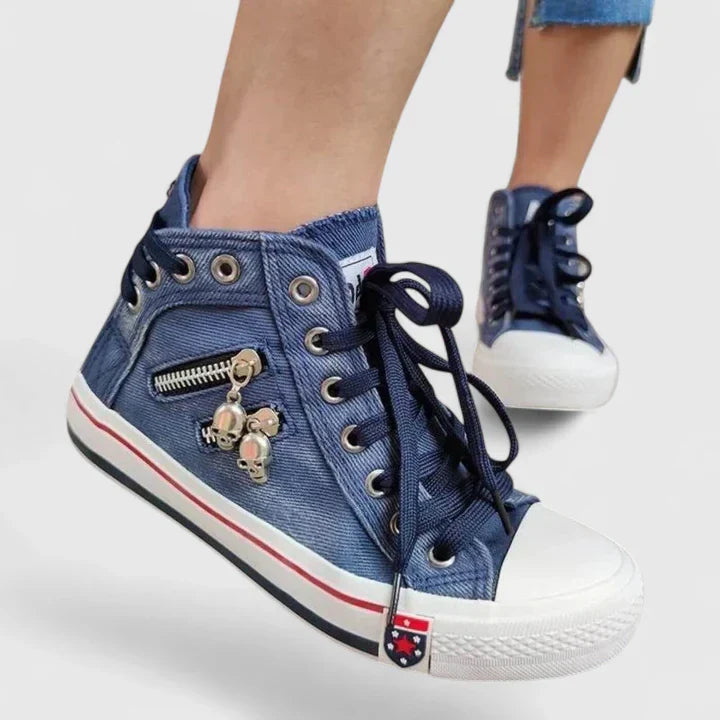 Katie | Womens Denim High Top Sneakers