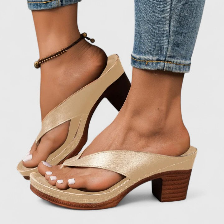 Catherine | Womens Chunky Heel Thong Sandals