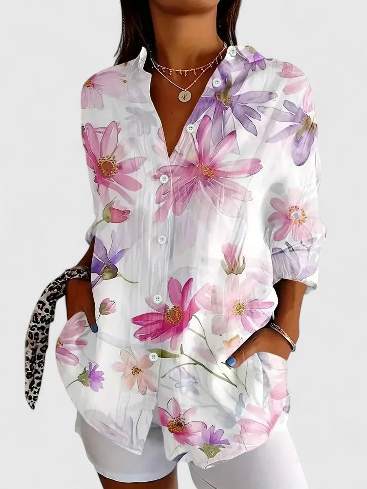 Nancy | Womens Colorful Floral Button Shirt