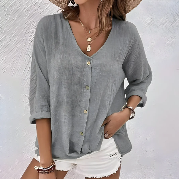 Faith | Women’s Button Front V Neck Casual Top