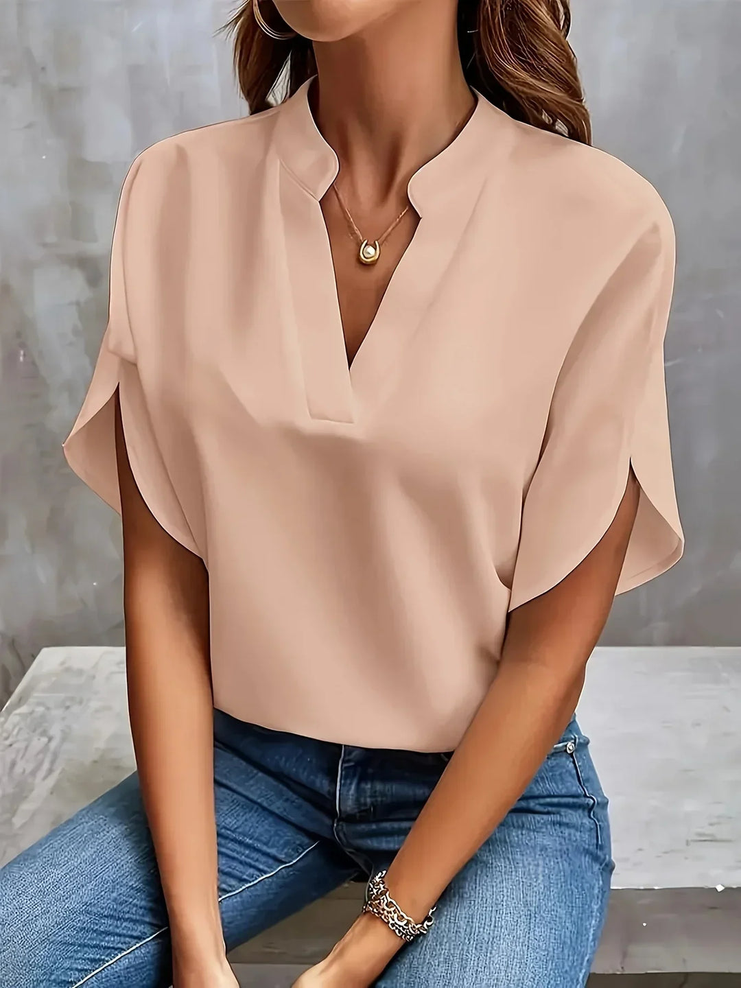 Bianca | Women Elegant Split Sleeve V Neck Blouse
