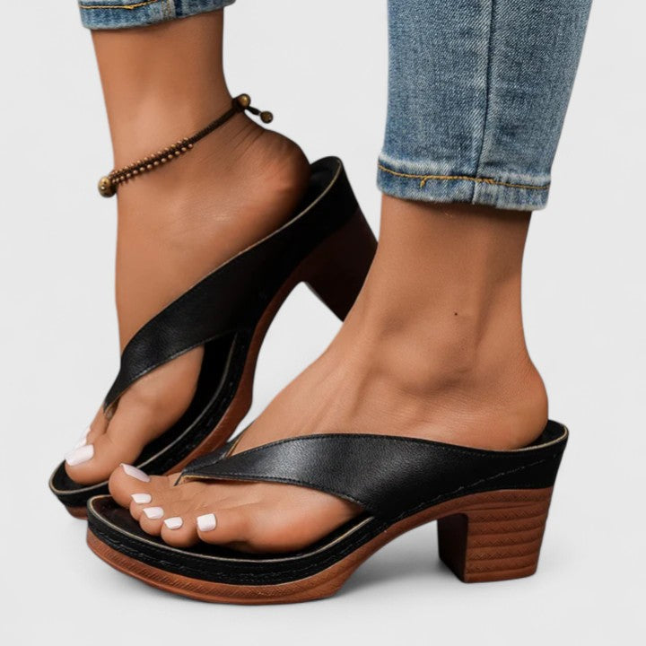 Catherine | Womens Chunky Heel Thong Sandals