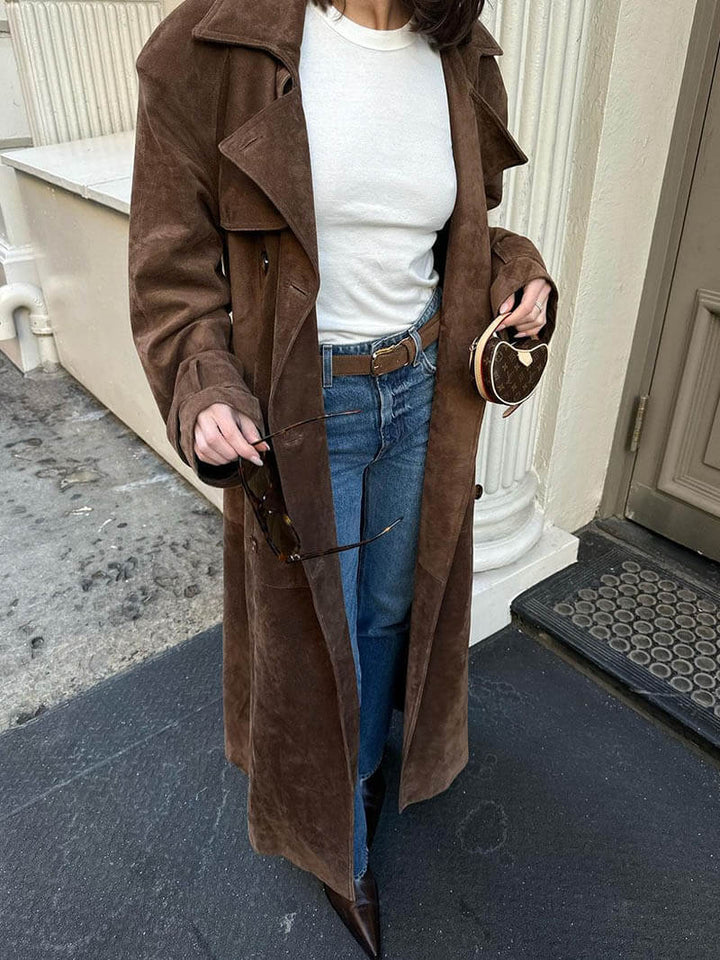 Mabel | Women’s Elegant Belted Lapel Collar Trench Coat