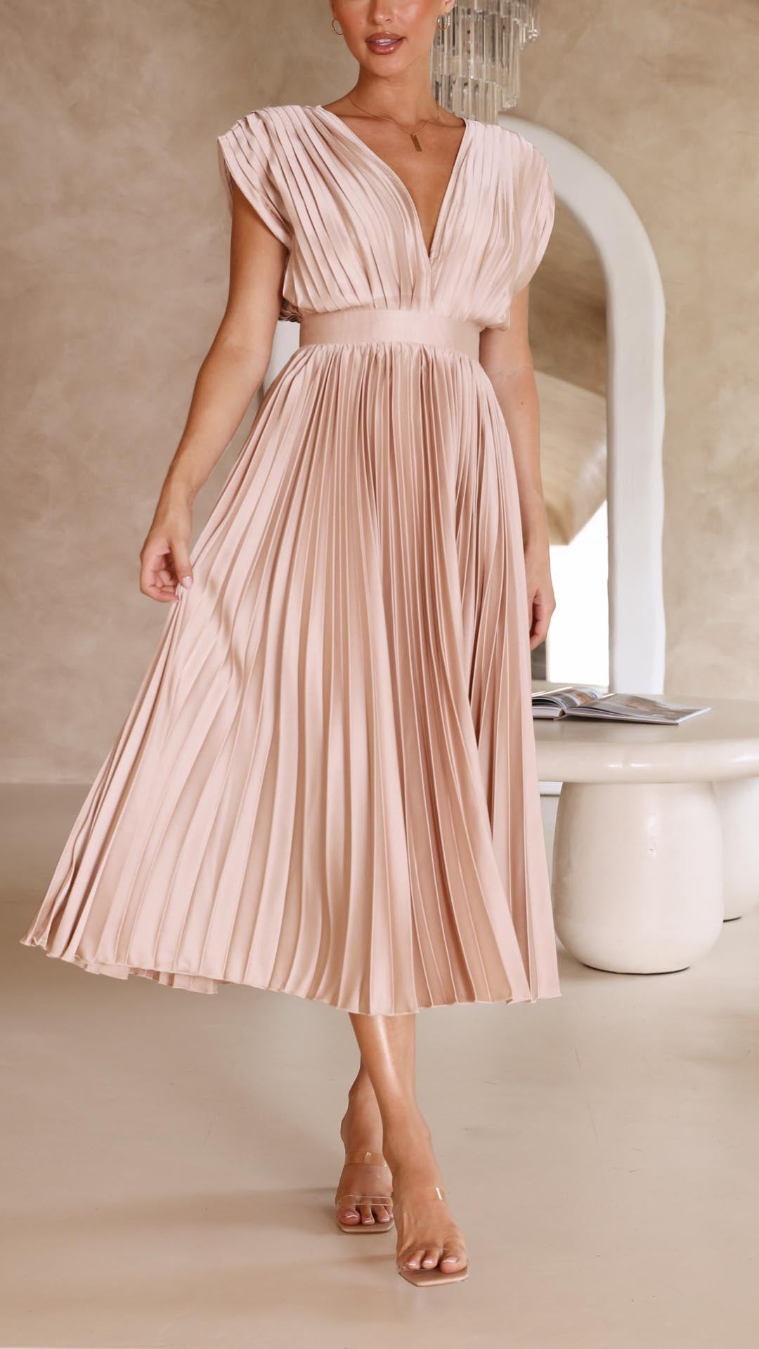 Julia | Women’s Classic Pleated Maxi Dress