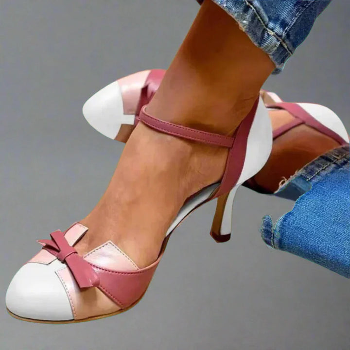 Catherine | Women Classic Bow Strap Mid Heel Pumps