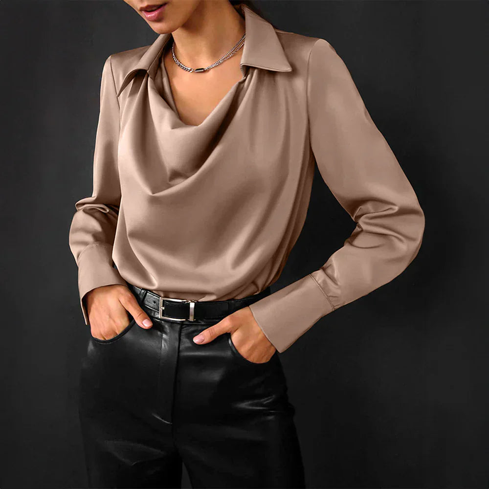 Tessa | Women’s Modern Long Sleeve Satin  Blouse