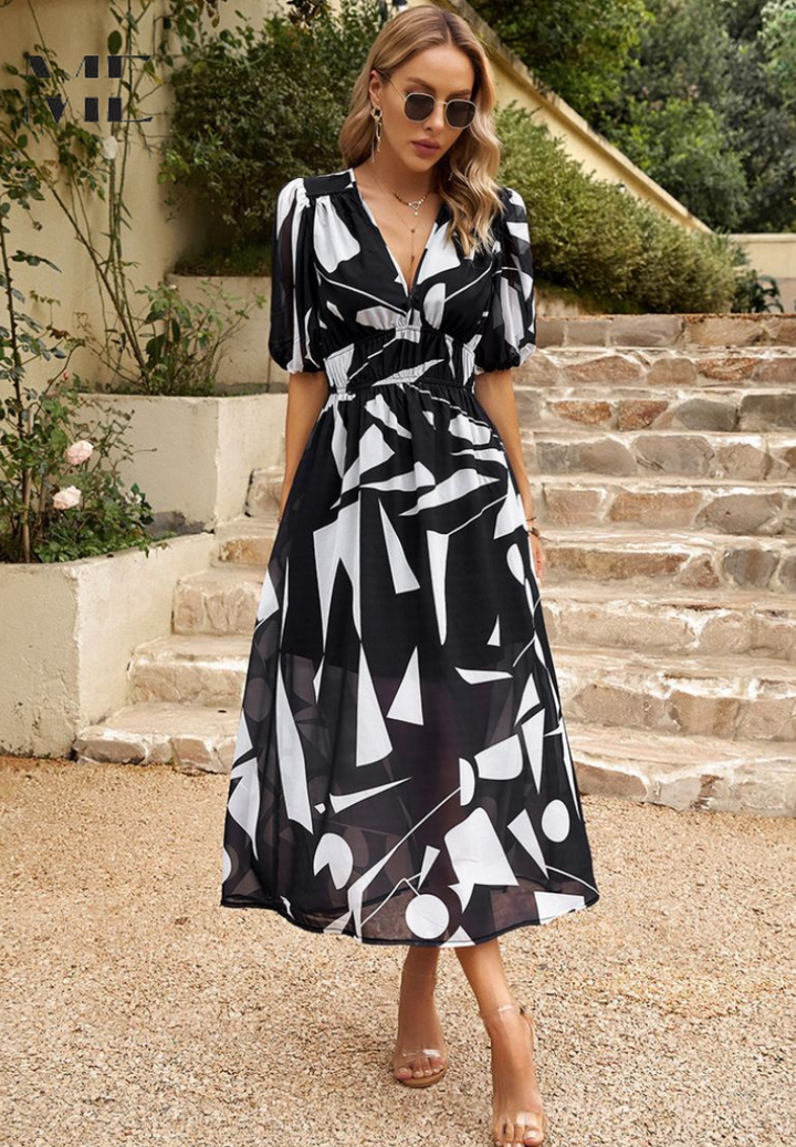 Ava | Women Colorful Floral V Neck Midi Dress
