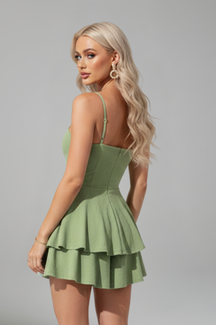 Ella | Women’s Spaghetti Strap Flared Skirt Mini Dress