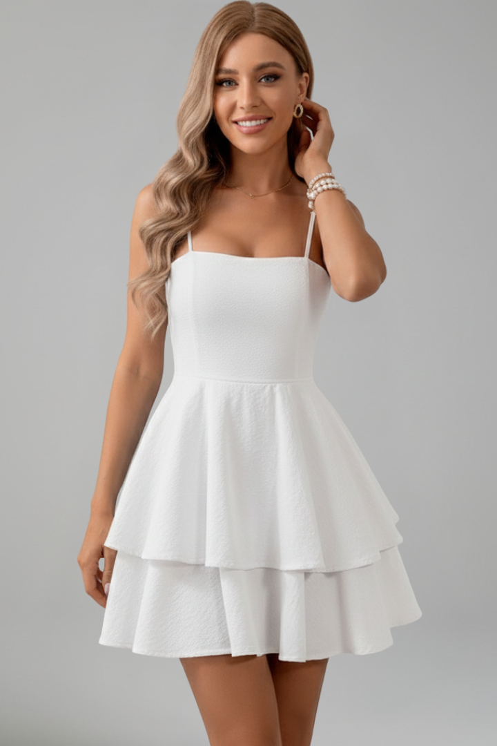 Ella | Women’s Spaghetti Strap Flared Skirt Mini Dress