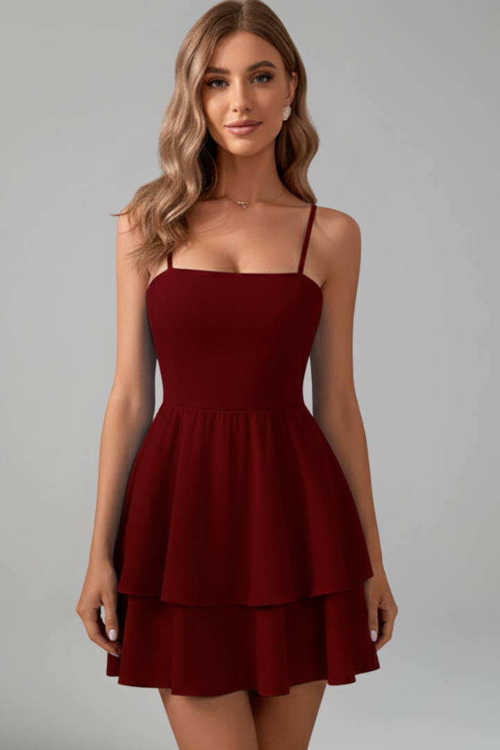 Ella | Women’s Spaghetti Strap Flared Skirt Mini Dress