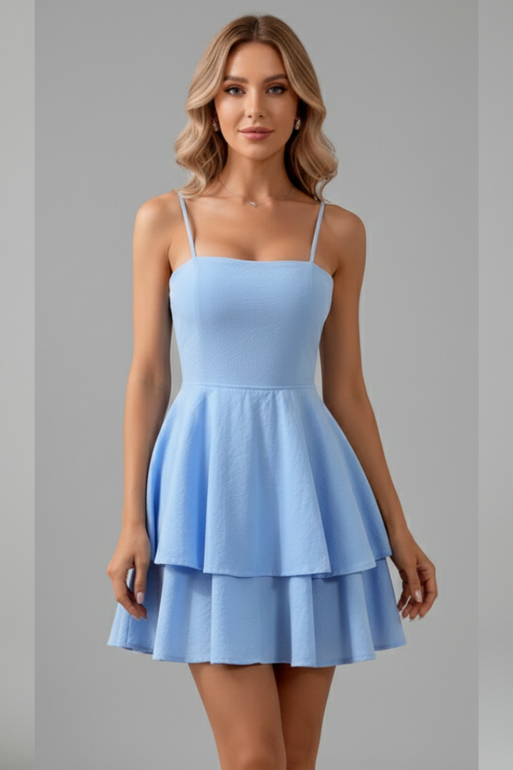 Ella | Women’s Spaghetti Strap Flared Skirt Mini Dress