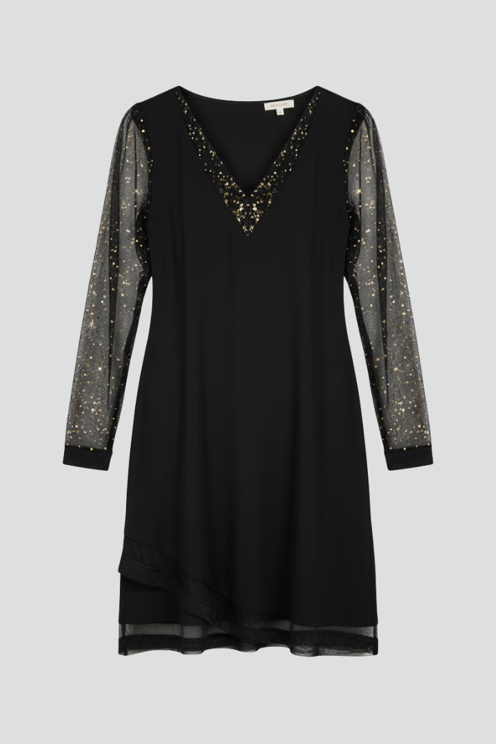 Lucy | Women’s Sequin Sleeve V-Neck Cocktail Dress