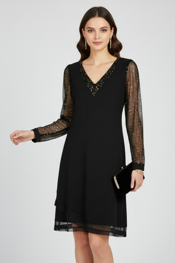Lucy | Women’s Sequin Sleeve V-Neck Cocktail Dress