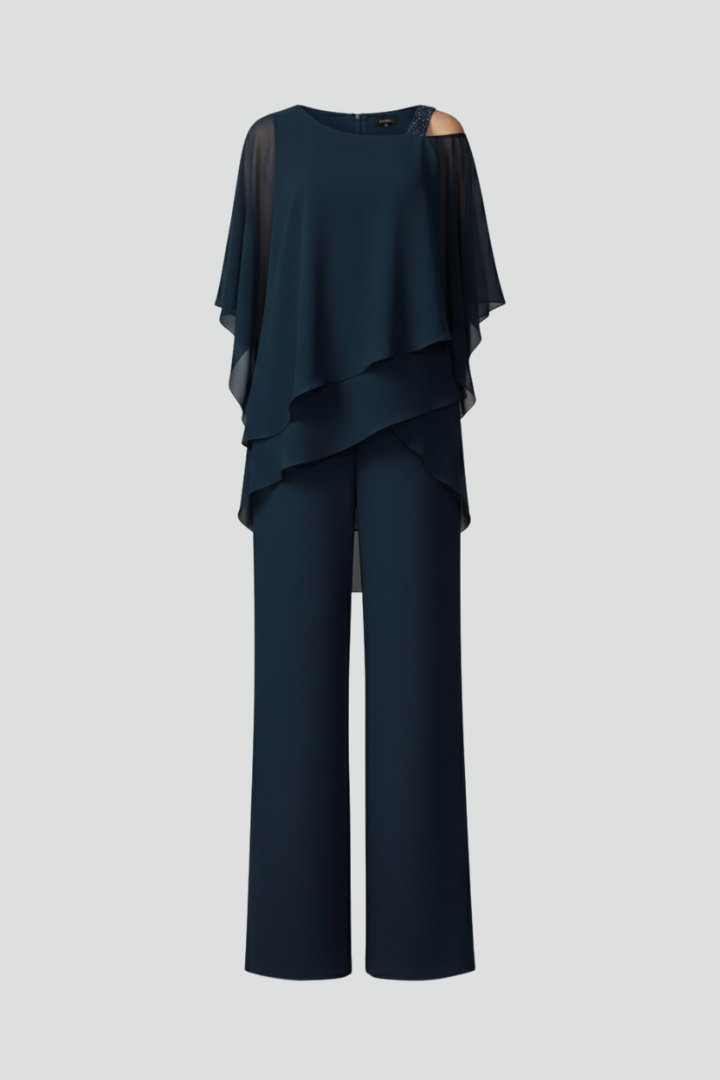 Olivia | Women’s Cold-Shoulder Flowing Wide-Leg Jumpsuit