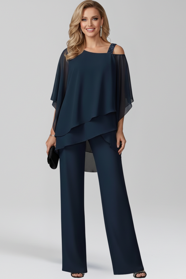 Olivia | Women’s Cold-Shoulder Flowing Wide-Leg Jumpsuit
