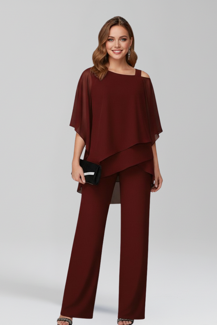 Olivia | Women’s Cold-Shoulder Flowing Wide-Leg Jumpsuit