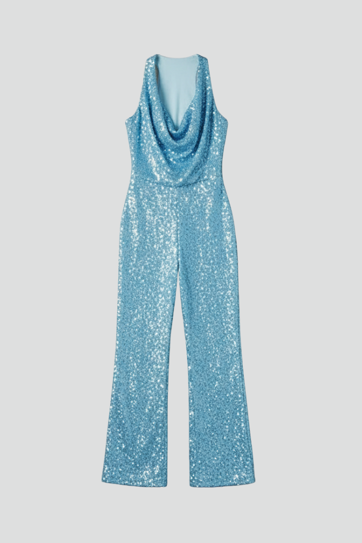 Maisie | Women’s Halter Neck Textured Wide-Leg Jumpsuit