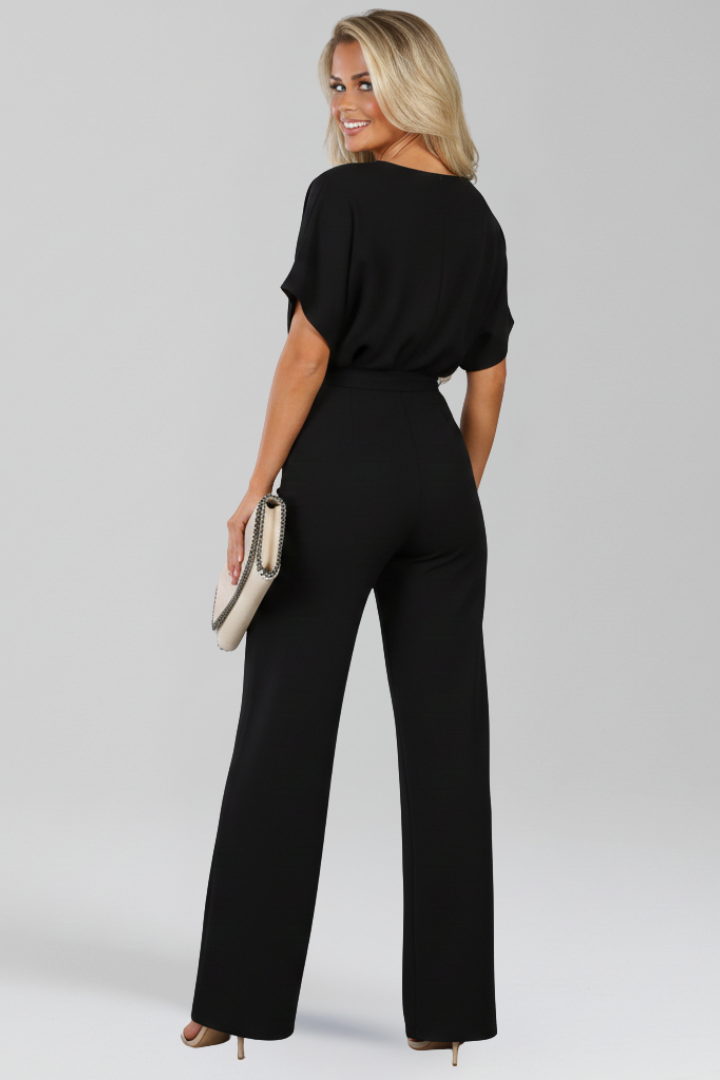 Rachel | Women’s Tie-Belt Wide-Leg Classic Jumpsuit