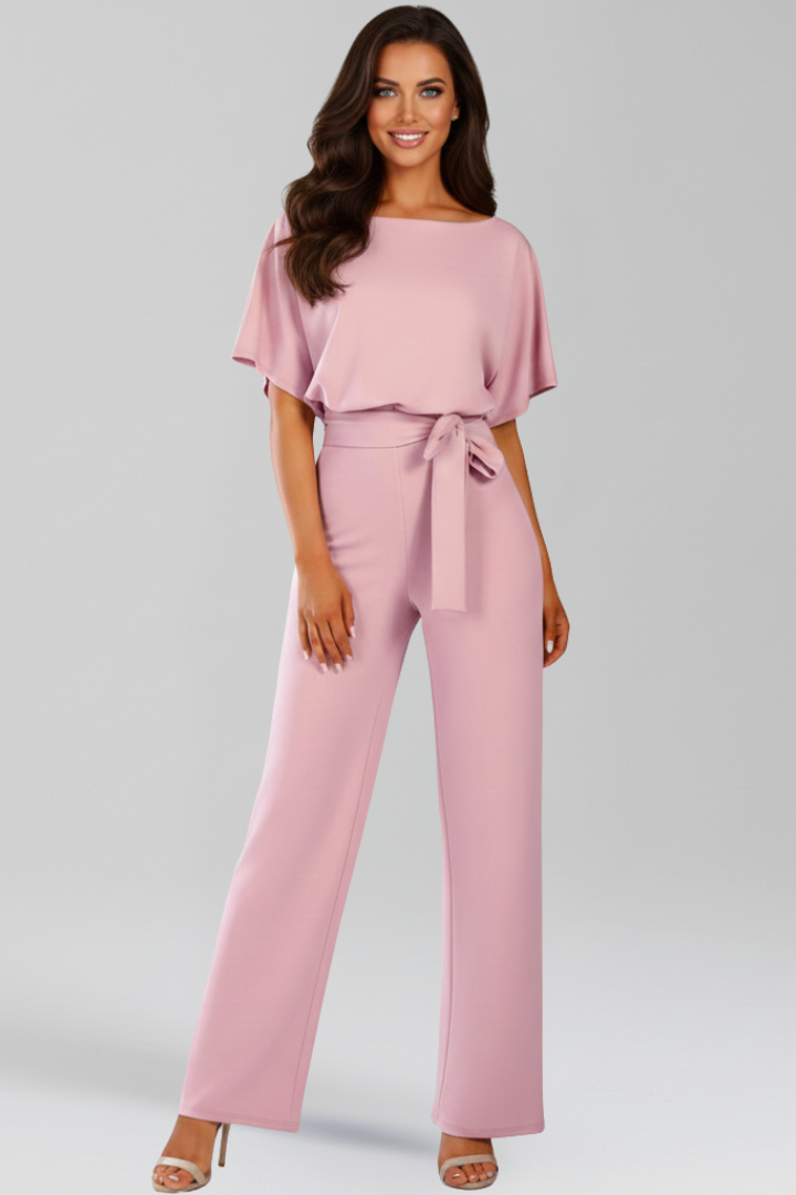 Rachel | Women’s Tie-Belt Wide-Leg Classic Jumpsuit