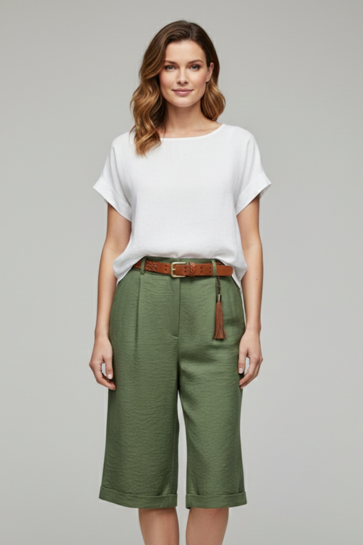 Elsie | Women’s High Waist Tailored Casual Cuffed Shorts
