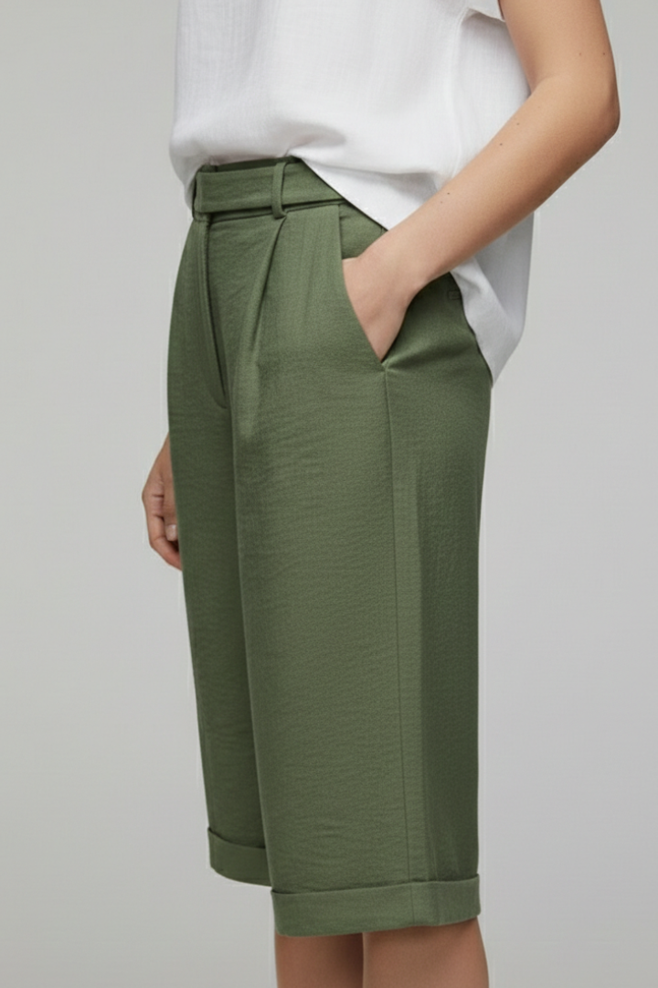 Elsie | Women’s High Waist Tailored Casual Cuffed Shorts