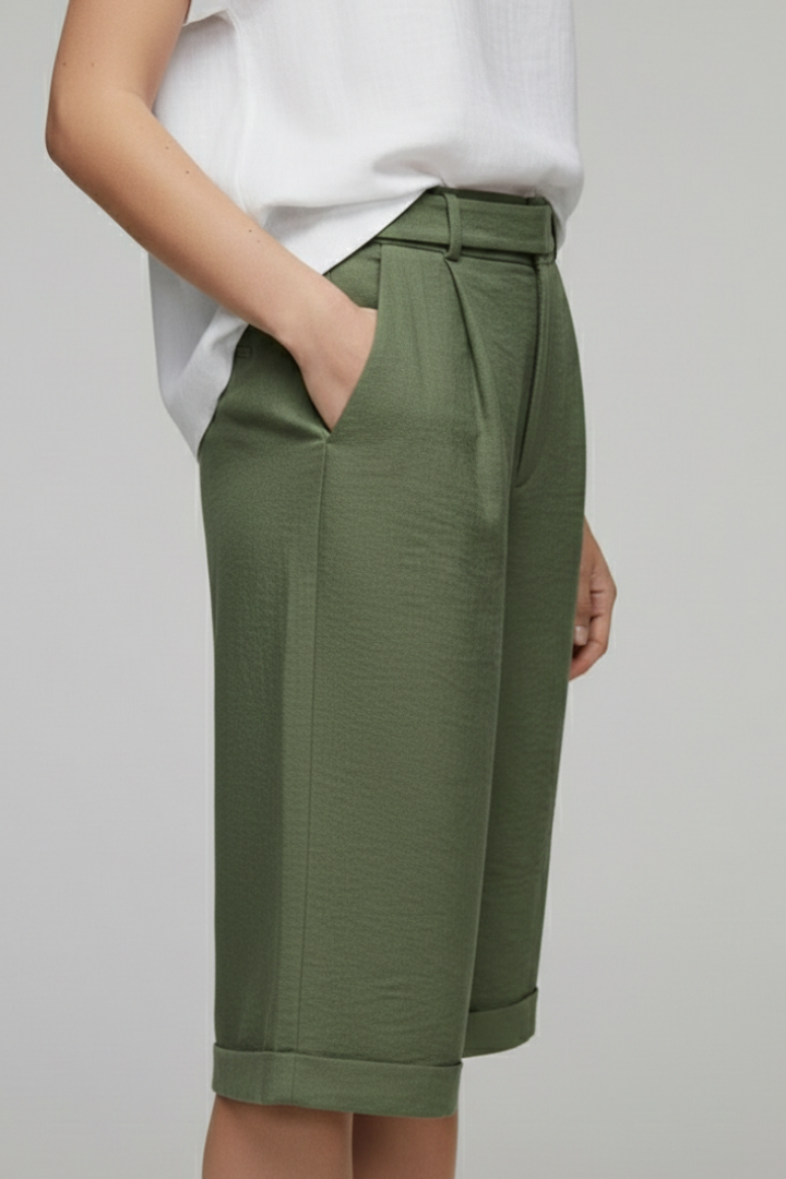 Elsie | Women’s High Waist Tailored Casual Cuffed Shorts