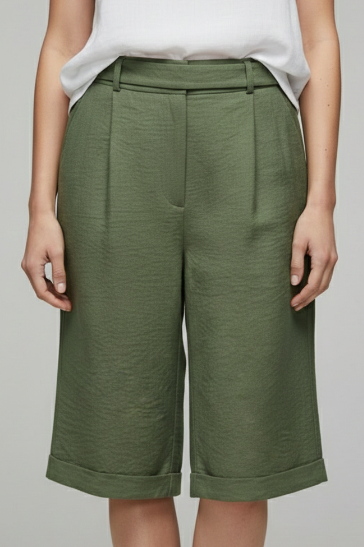 Elsie | Women’s High Waist Tailored Casual Cuffed Shorts