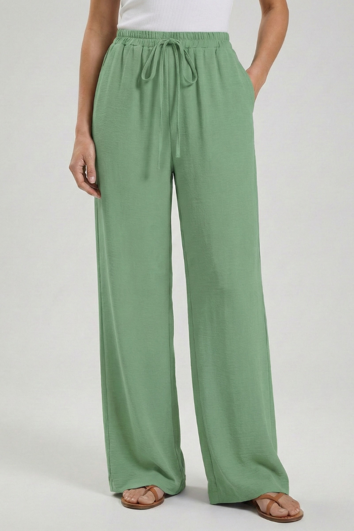 Catherine | Women’s Palazzo Trousers with Drawstring Waist and Side Pockets