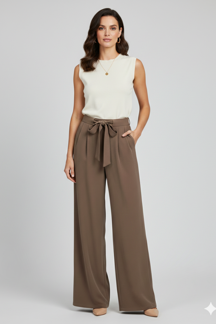 Tessa | Women’s Wide-Leg Drawstring Waist Palazzo Trousers