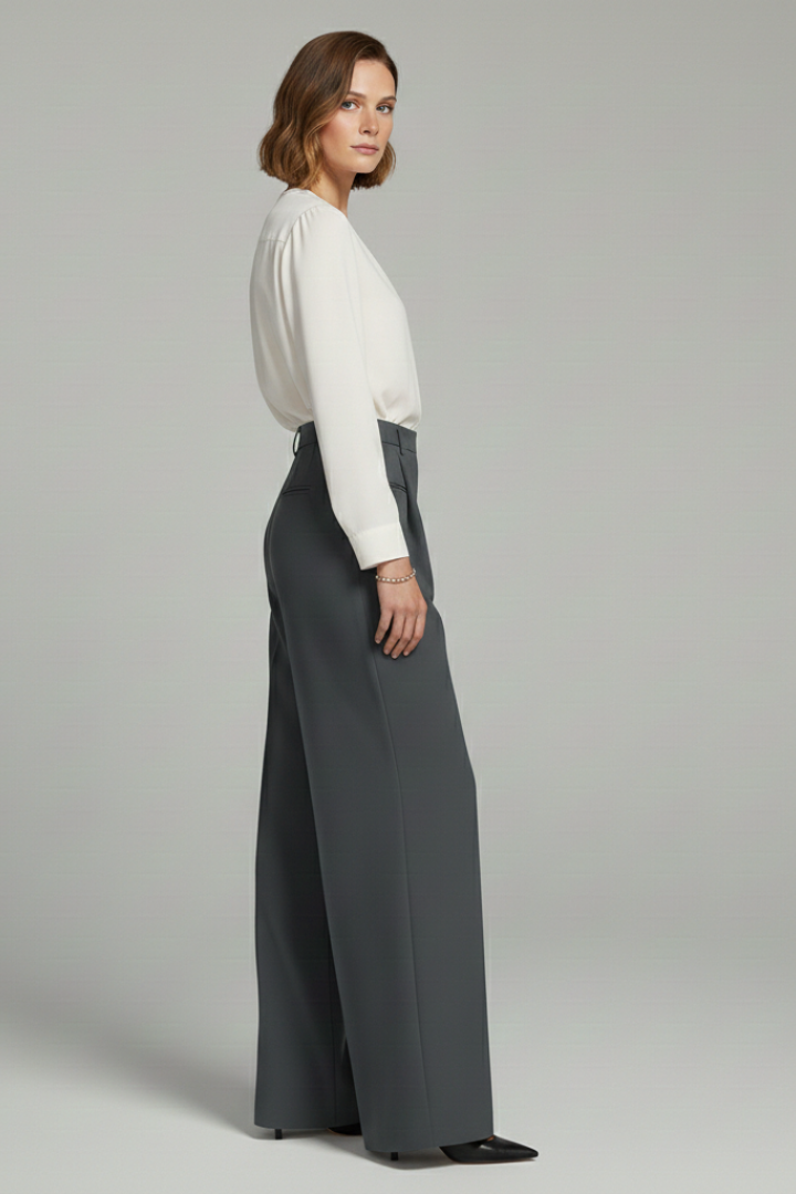 Ava | Women’s Palazzo Trousers with Front Pleats and Back Pockets