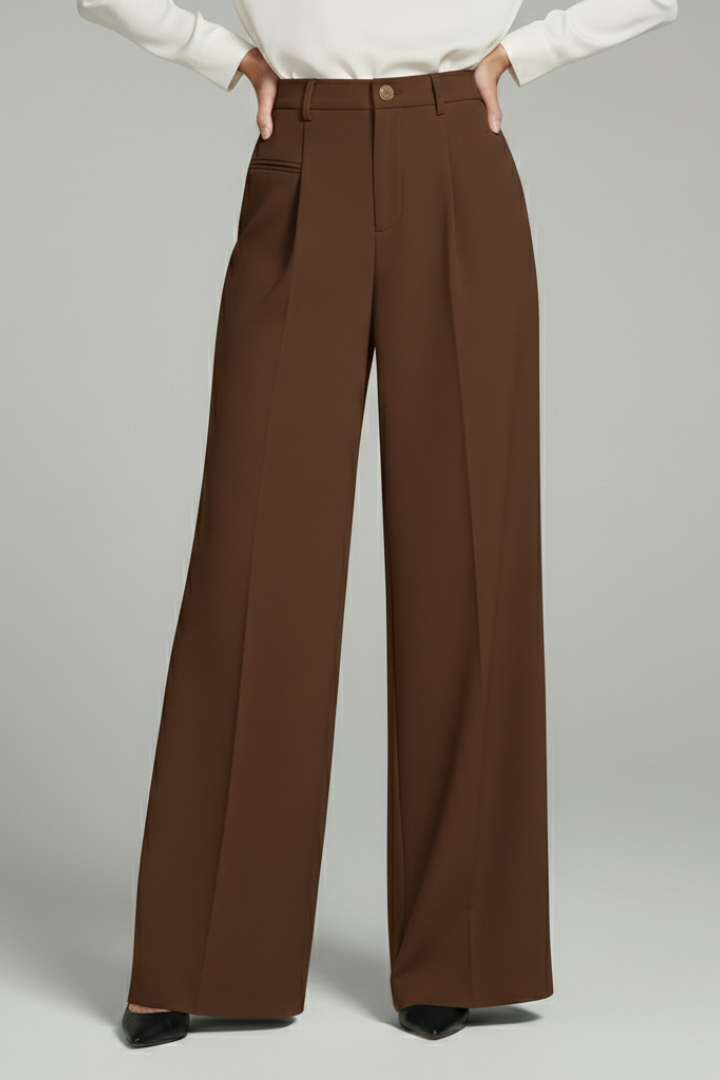 Ava | Women’s Palazzo Trousers with Front Pleats and Back Pockets