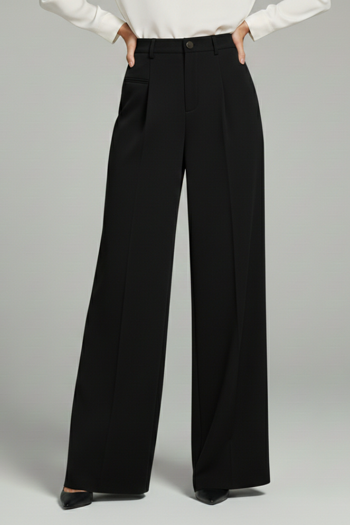 Ava | Women’s Palazzo Trousers with Front Pleats and Back Pockets