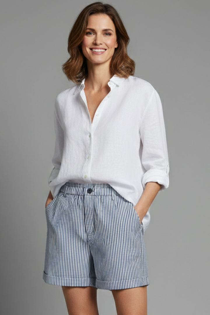 Chloe | Women’s Striped High Waist Tailored Shorts