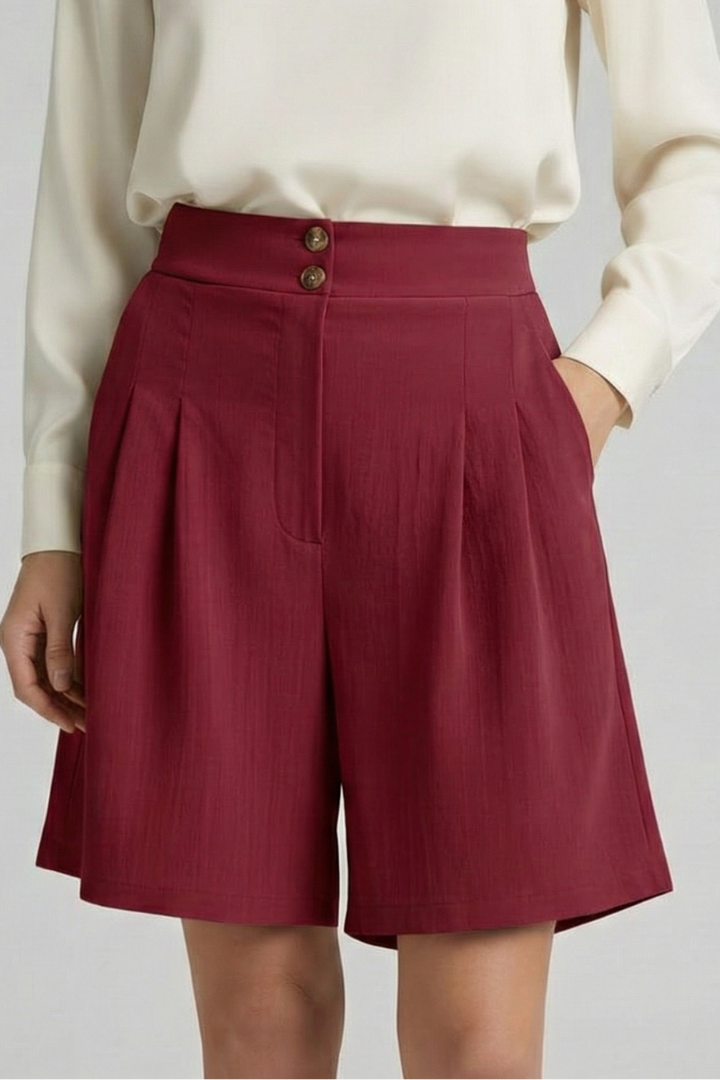 Daisy | Women’s High Waist Pleated Tailored Shorts