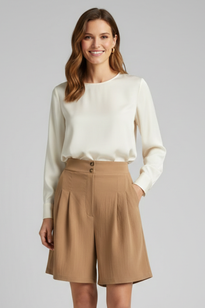 Daisy | Women’s High Waist Pleated Tailored Shorts