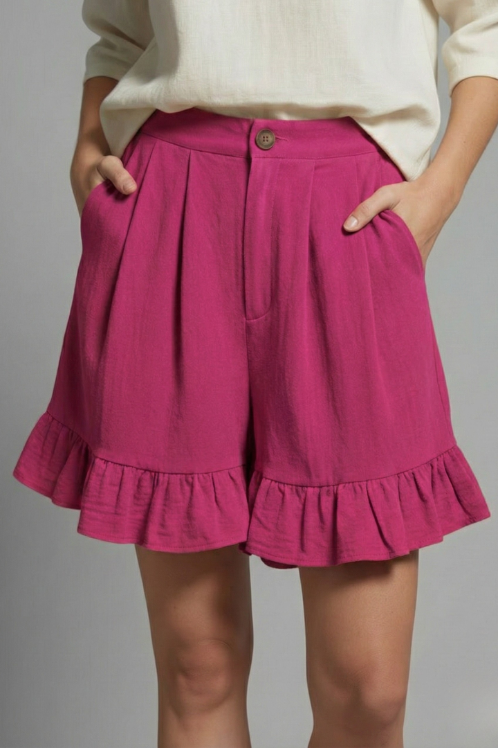 Ella | Women’s High Waist Ruffle Hem Casual Shorts
