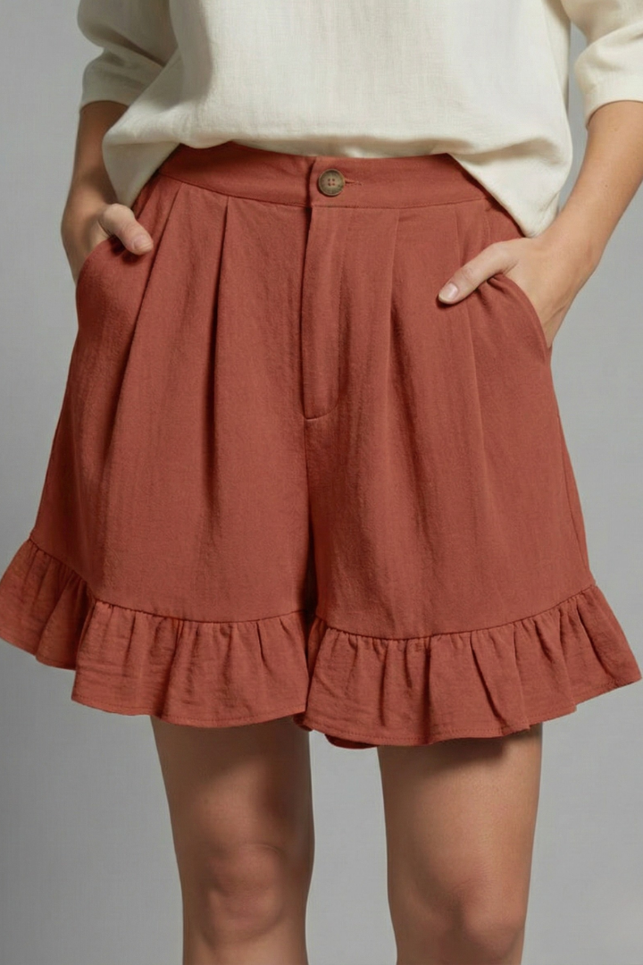 Ella | Women’s High Waist Ruffle Hem Casual Shorts