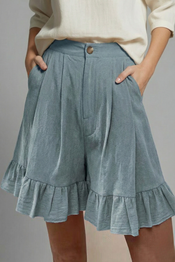 Ella | Women’s High Waist Ruffle Hem Casual Shorts