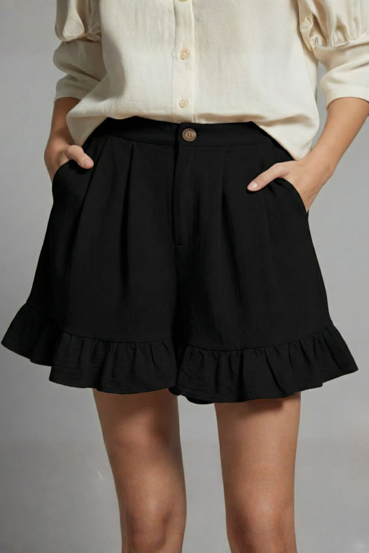 Ella | Women’s High Waist Ruffle Hem Casual Shorts