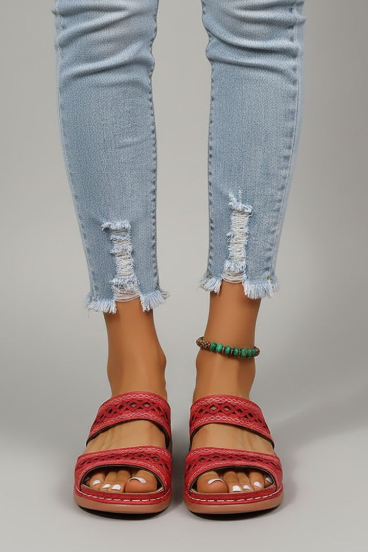 Harper | Women’s Slide Sandals with Dual Straps and Decorative Cutouts