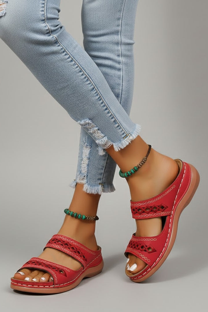 Harper | Women’s Slide Sandals with Dual Straps and Decorative Cutouts