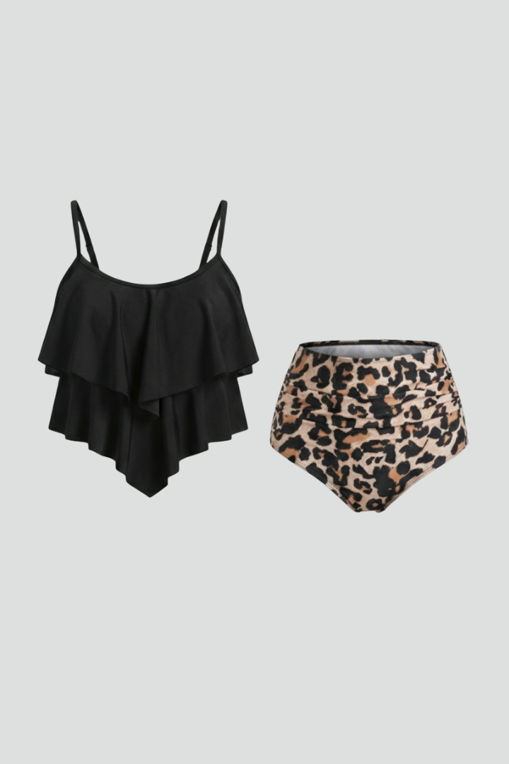 Julia | Women’s Ruffle Top Tankini Set with High Waist Bottom