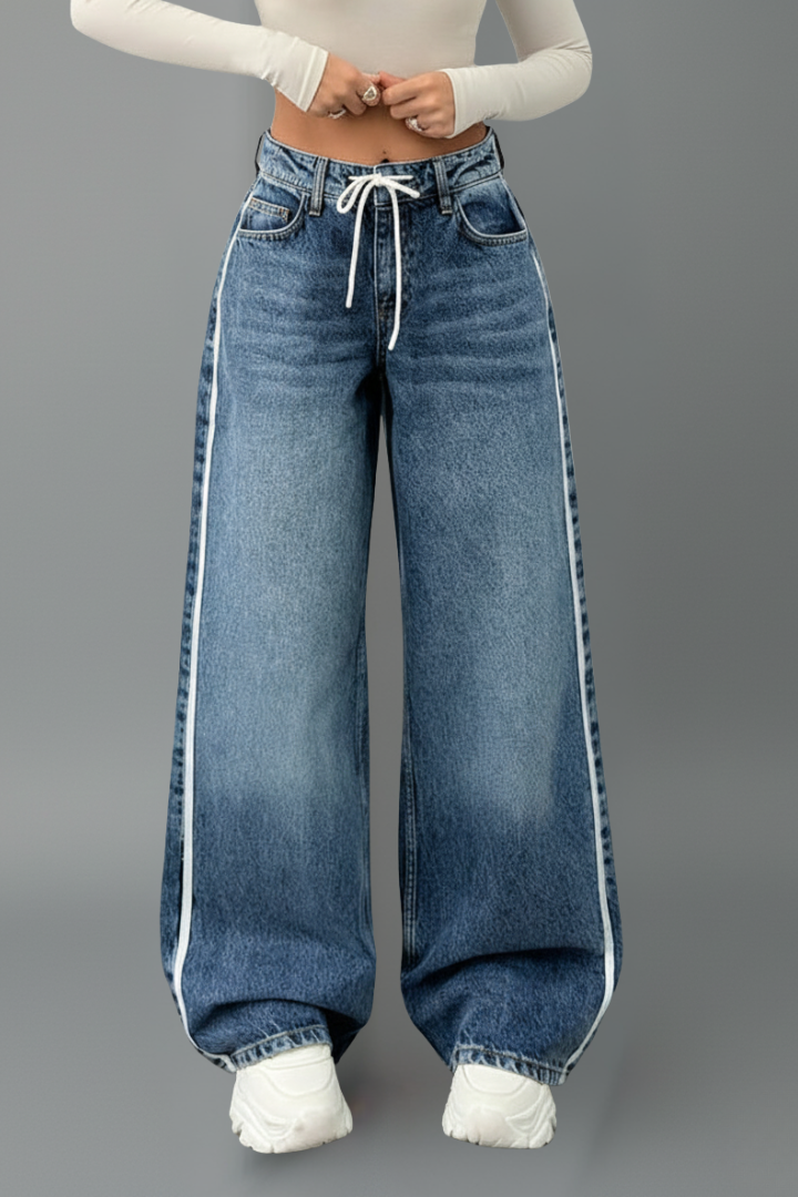 Harper | Women’s Relaxed Wide-Leg Denim Jeans with Drawstring Detail