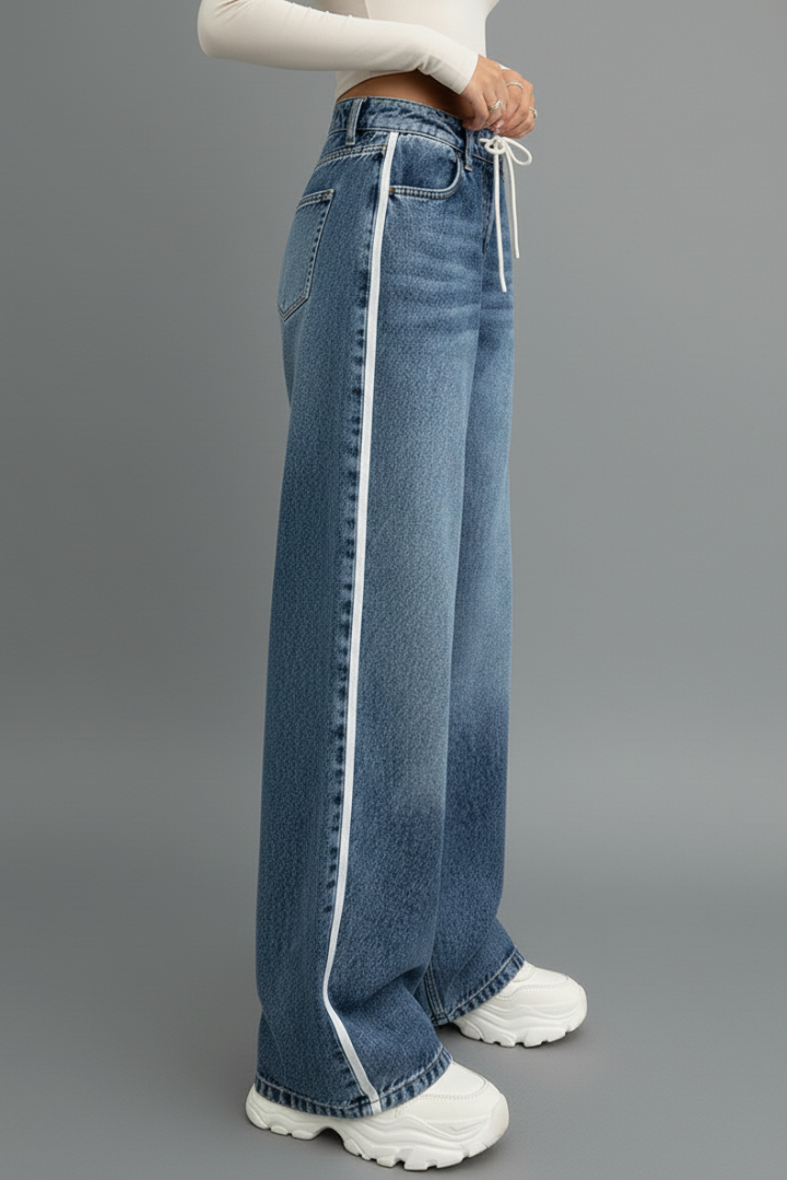 Harper | Women’s Relaxed Wide-Leg Denim Jeans with Drawstring Detail