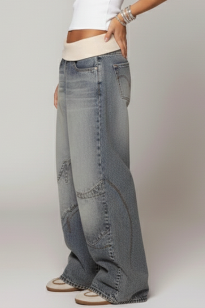 Catherine | Women’s Casual Baggy Wide-Leg Denim Trousers