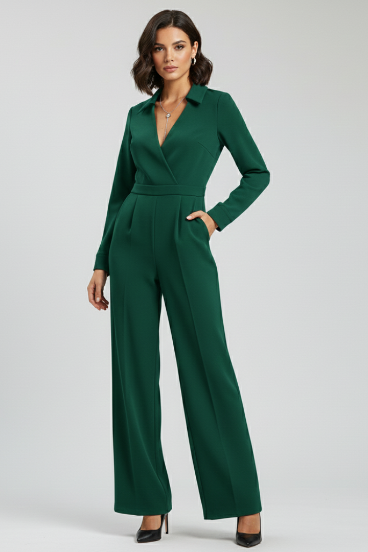Ruby | Women’s Collared Wide-Leg Tailored Jumpsuit