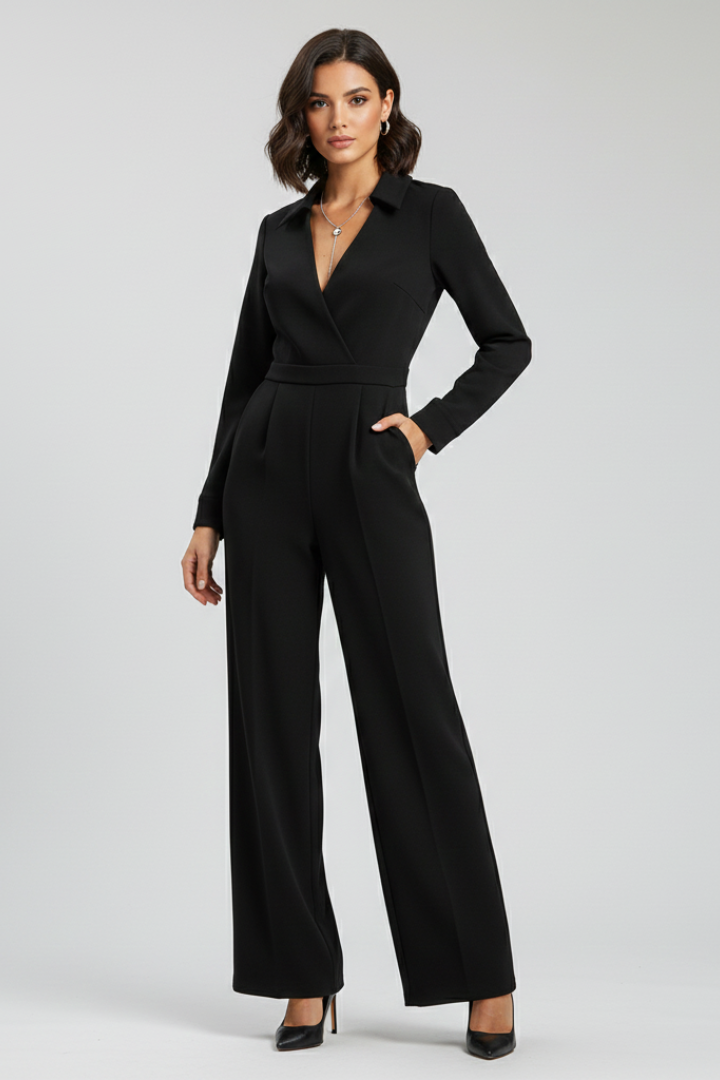 Ruby | Women’s Collared Wide-Leg Tailored Jumpsuit