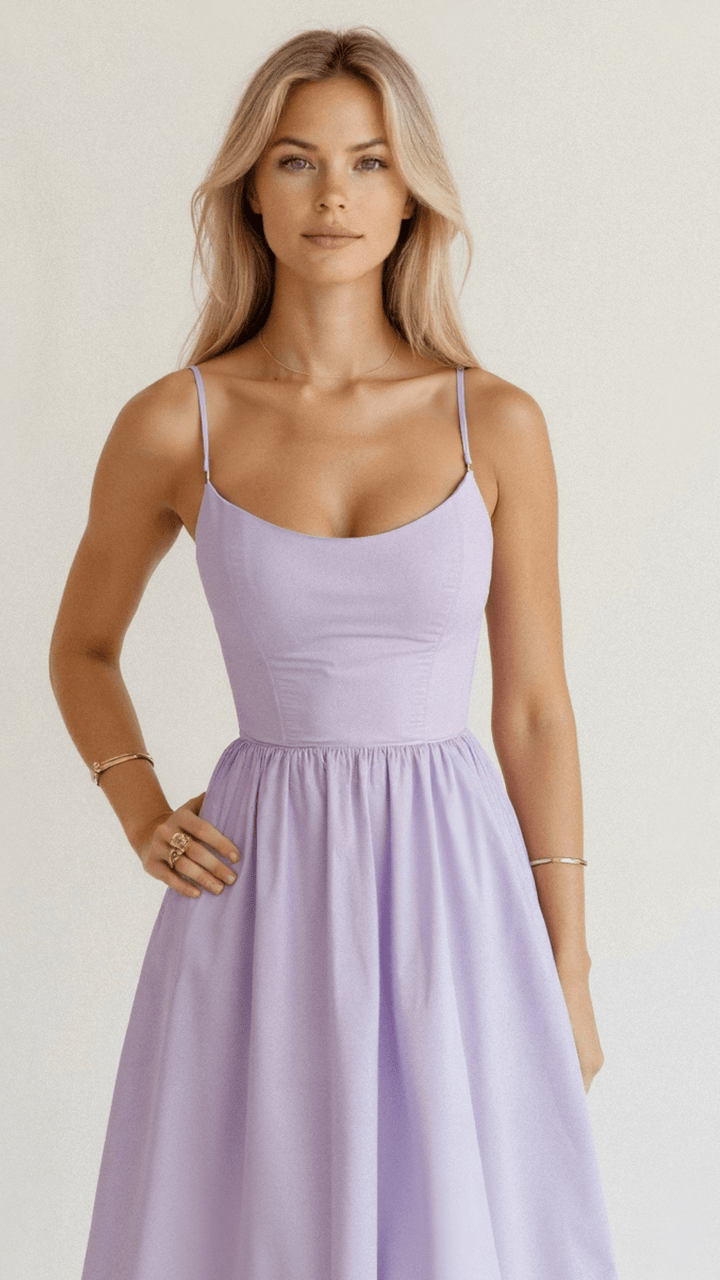 Mary | Women’s A Line Midi Dress Ascot Style
